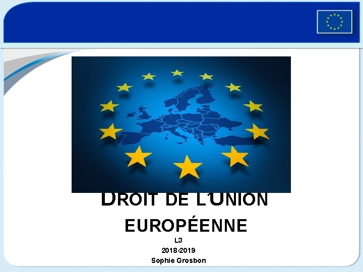 DROIT DE L’UNION EUROPÉENNE L 3 2018 -2019 Sophie Grosbon 