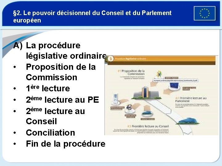 § 2. Le pouvoir décisionnel du Conseil et du Parlement européen A) La procédure