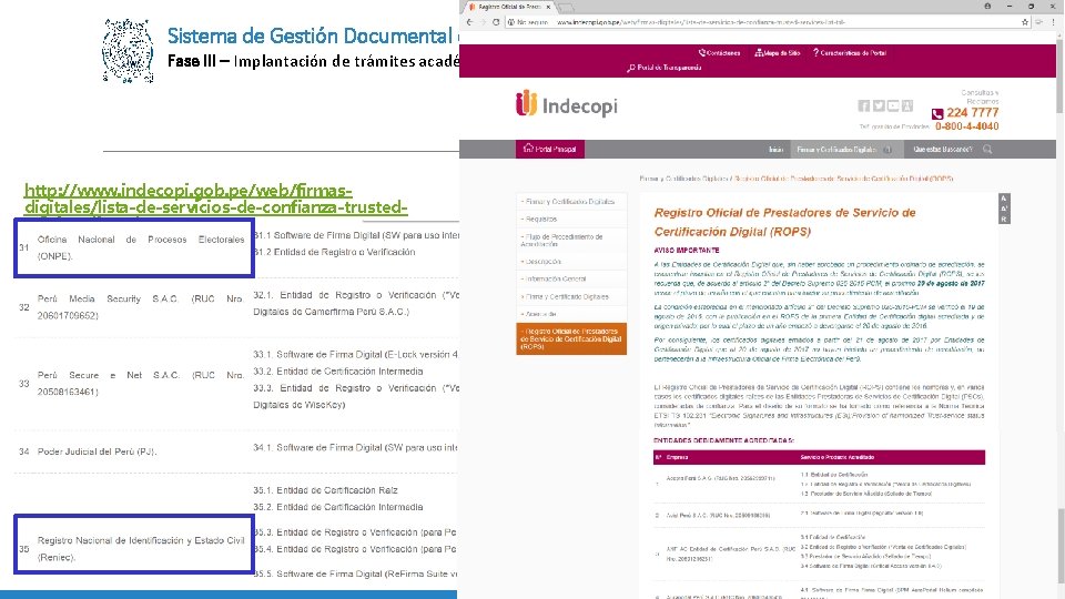 Sistema de Gestión Documental con Firma Digital Fase III – Implantación de trámites académicos