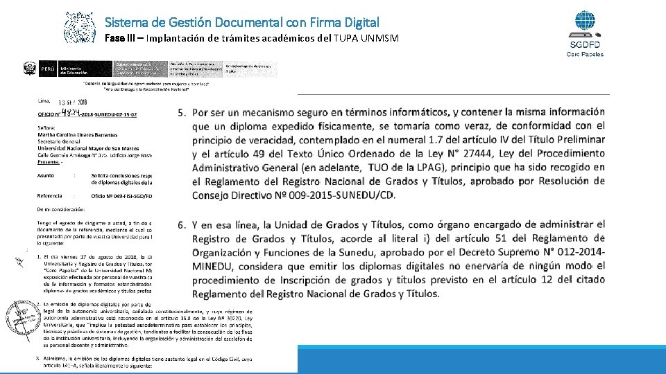 Sistema de Gestión Documental con Firma Digital Fase III – Implantación de trámites académicos