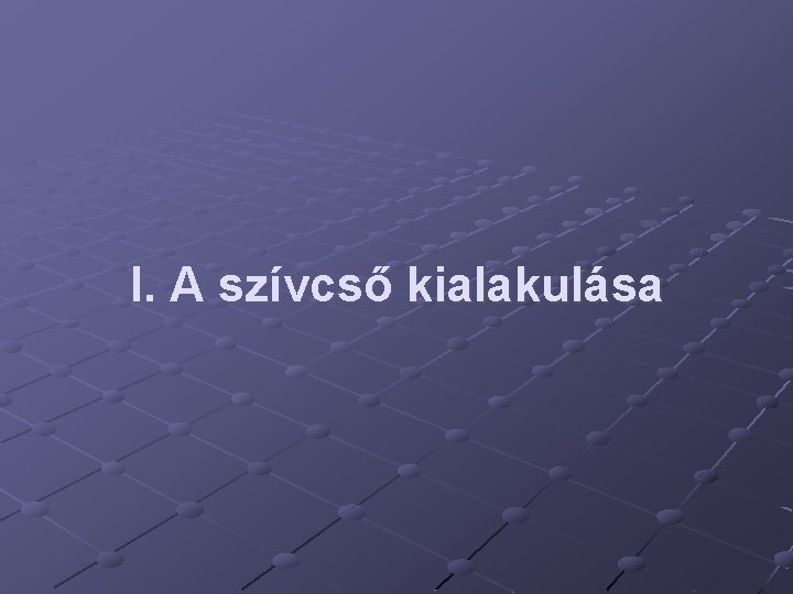 I. A szívcső kialakulása 