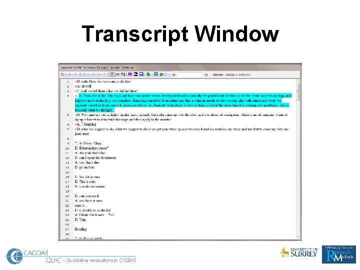 Transcript Window 