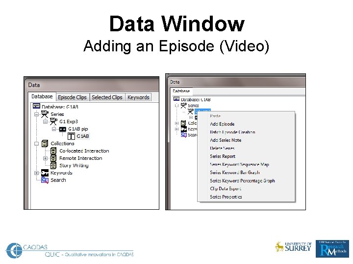 Data Window Adding an Episode (Video) 