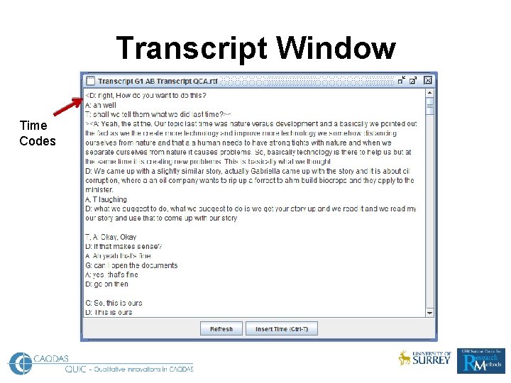 Transcript Window Time Codes 