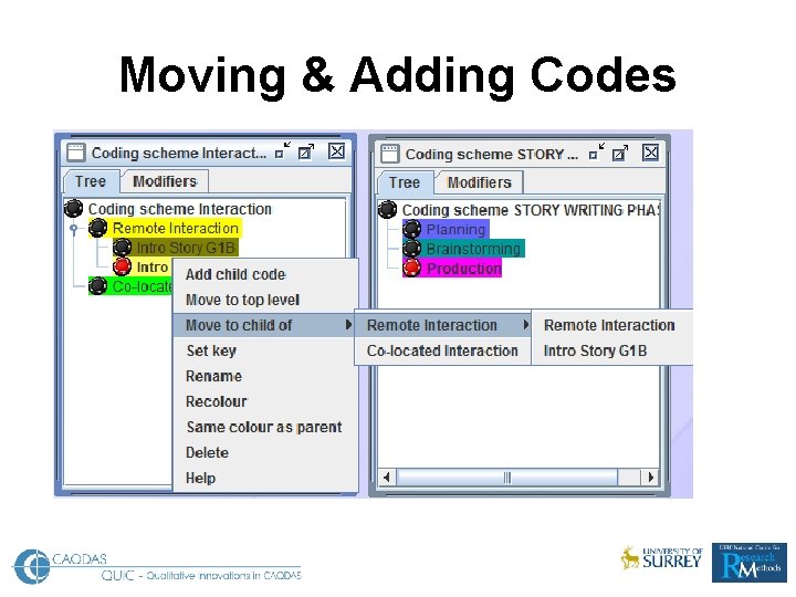 Moving & Adding Codes 