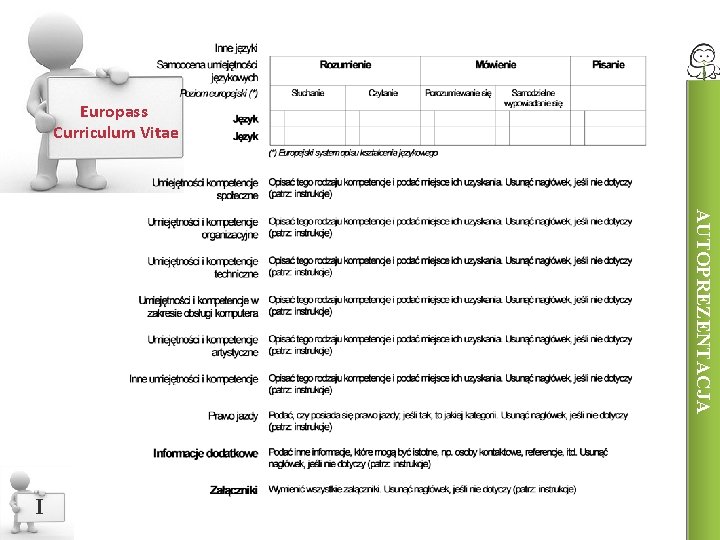 Europass Curriculum Vitae AUTOPREZENTACJA I 