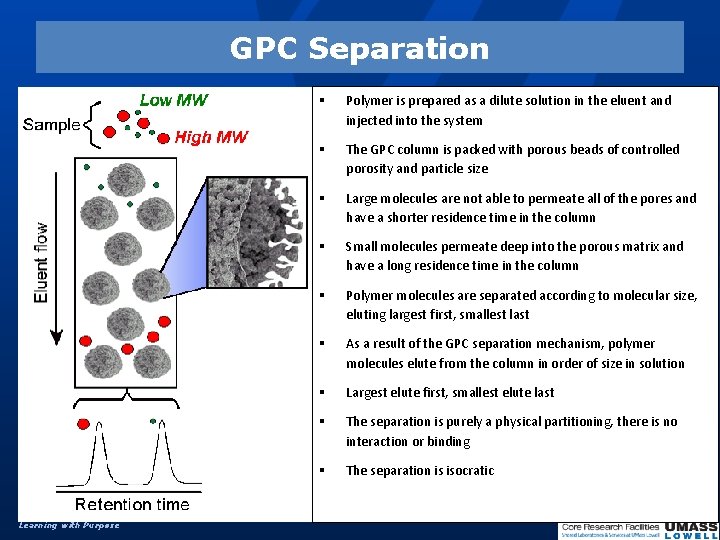 GPC Separation Polymer is prepared as a dilute solution in the eluent and injected