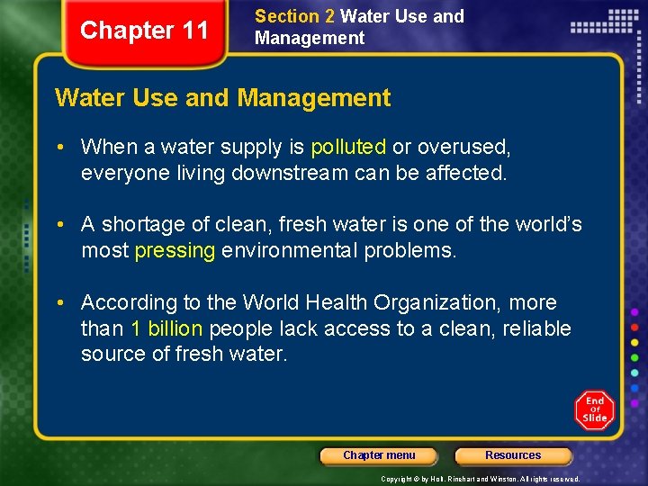 Chapter 11 Section 2 Water Use and Management • When a water supply is Chapter 11 Section 2 Water Use and Management • When a water supply is