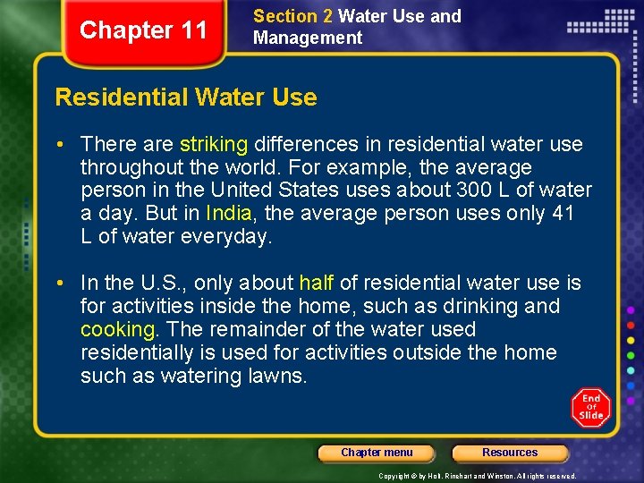 Chapter 11 Section 2 Water Use and Management Residential Water Use • There are Chapter 11 Section 2 Water Use and Management Residential Water Use • There are