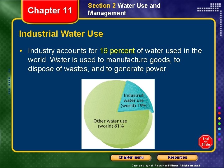 Chapter 11 Section 2 Water Use and Management Industrial Water Use • Industry accounts Chapter 11 Section 2 Water Use and Management Industrial Water Use • Industry accounts