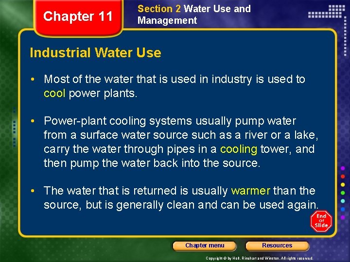 Chapter 11 Section 2 Water Use and Management Industrial Water Use • Most of Chapter 11 Section 2 Water Use and Management Industrial Water Use • Most of