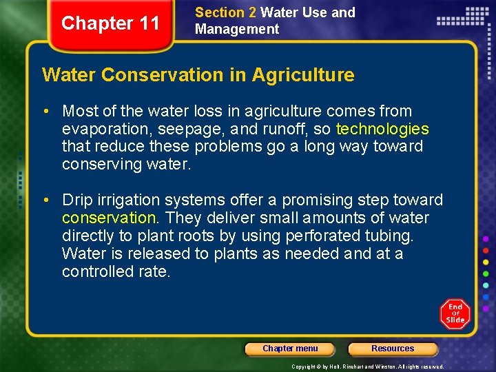 Chapter 11 Section 2 Water Use and Management Water Conservation in Agriculture • Most Chapter 11 Section 2 Water Use and Management Water Conservation in Agriculture • Most