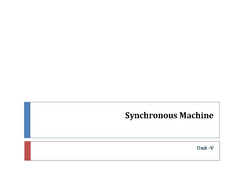 Synchronous Machine Unit -V 