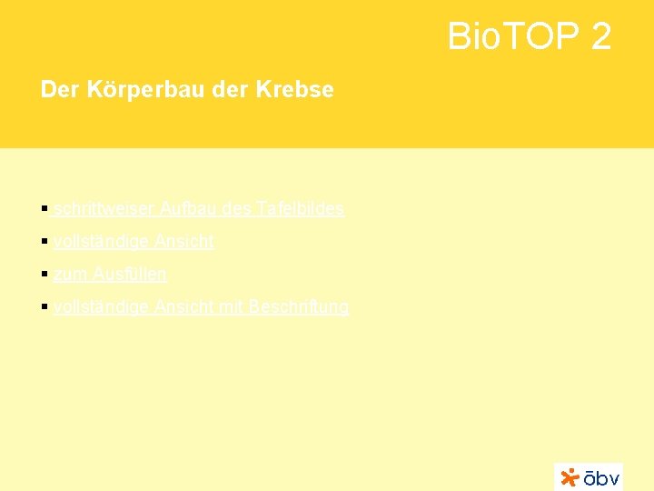 Bio. TOP 2 Der Körperbau der Krebse § schrittweiser Aufbau des Tafelbildes § vollständige