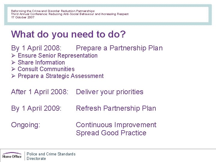 Reforming the Crime and Disorder Reduction Partnerships Third Annual Conference: Reducing Anti-Social Behaviour and