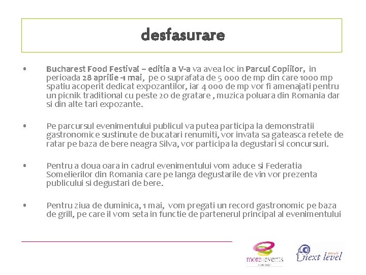 desfasurare • Bucharest Food Festival – editia a V-a va avea loc in Parcul