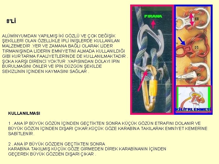 8’Lİ ALÜMİNYUMDAN YAPILMIŞ İKİ GÖZLÜ VE ÇOK DEĞİŞİK ŞEKİLLERİ OLAN ÖZELLİKLE İPLİ İNİŞLERDE KULLANILAN