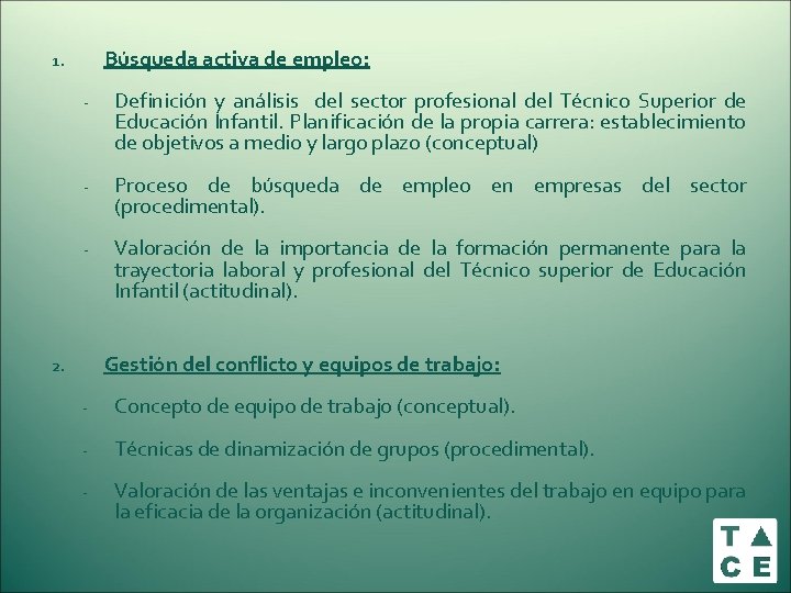 Búsqueda activa de empleo: 1. - Definición y análisis del sector profesional del Técnico Búsqueda activa de empleo: 1. - Definición y análisis del sector profesional del Técnico