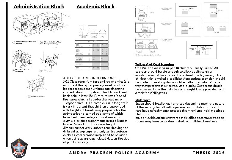 Administration Block Academic Block 3 DETAIL DESIGN CONSIDERATIONS 3. 01 Class room furniture and