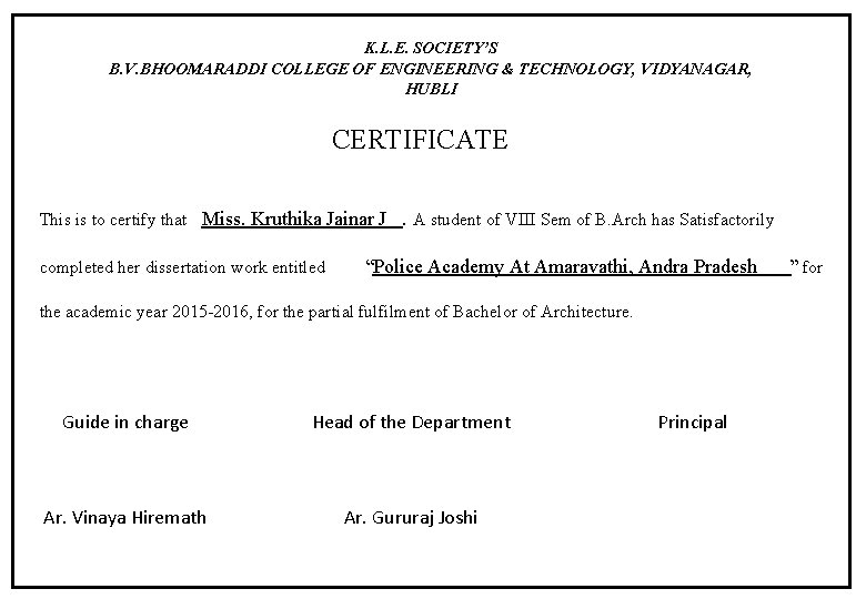 K. L. E. SOCIETY’S B. V. BHOOMARADDI COLLEGE OF ENGINEERING & TECHNOLOGY, VIDYANAGAR, HUBLI