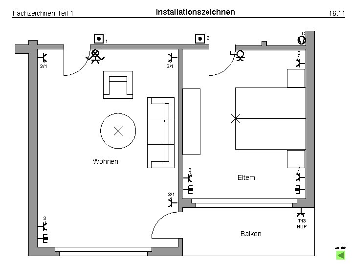 Installationszeichnen Fachzeichnen Teil 1 16. 11 C 2 1 3 3/1 Wohnen 3 3 Installationszeichnen Fachzeichnen Teil 1 16. 11 C 2 1 3 3/1 Wohnen 3 3