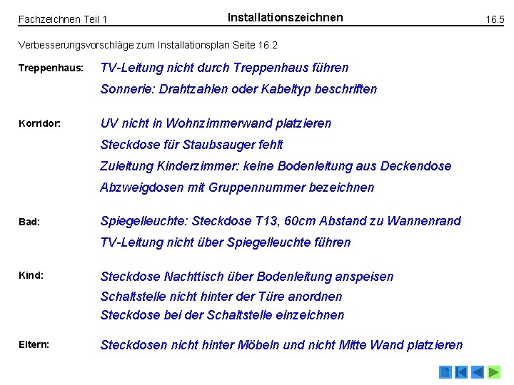 Fachzeichnen Teil 1 Installationszeichnen Verbesserungsvorschläge zum Installationsplan Seite 16. 2 Treppenhaus: TV-Leitung nicht durch Fachzeichnen Teil 1 Installationszeichnen Verbesserungsvorschläge zum Installationsplan Seite 16. 2 Treppenhaus: TV-Leitung nicht durch
