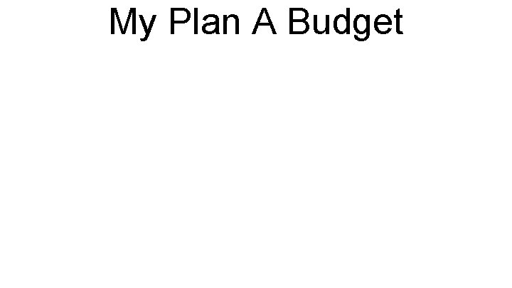 My Plan A Budget 