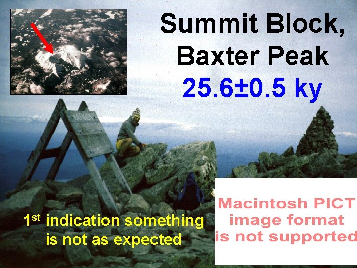 Summit Block, Baxter Peak 25. 6± 0. 5 ky 1 st indication something is