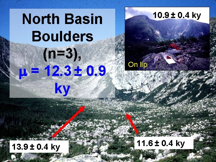 North Basin Boulders (n=3), m = 12. 3 ± 0. 9 ky 13. 9