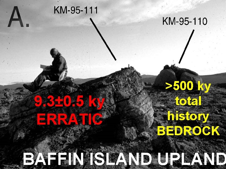 9. 3± 0. 5 ky ERRATIC >500 ky total history BEDROCK BAFFIN ISLAND UPLAND