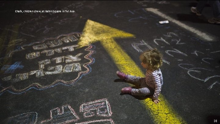 Chalk, children drew, at Rabin Square in Tel Aviv. 38 