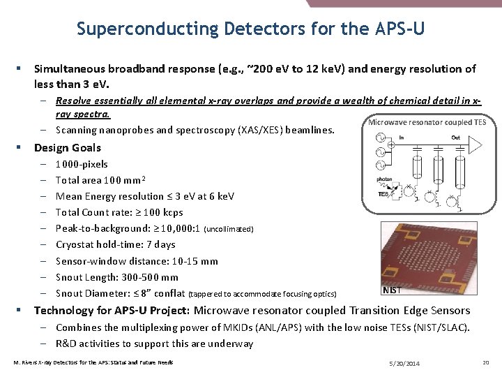 Superconducting Detectors for the APS-U § Simultaneous broadband response (e. g. , ~200 e. Superconducting Detectors for the APS-U § Simultaneous broadband response (e. g. , ~200 e.