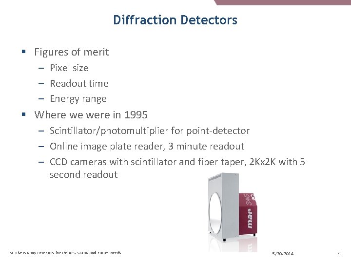 Diffraction Detectors § Figures of merit – Pixel size – Readout time – Energy Diffraction Detectors § Figures of merit – Pixel size – Readout time – Energy