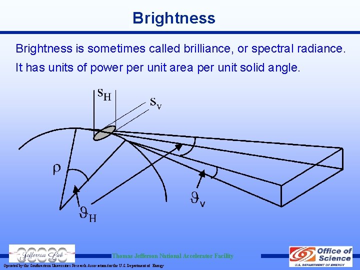 Brightness is sometimes called brilliance, or spectral radiance. It has units of power per