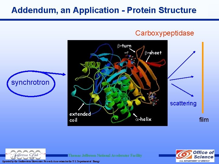 Addendum, an Application - Protein Structure Carboxypeptidase -turn -sheet synchrotron scattering extended coil -helix