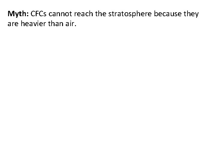 Myth: CFCs cannot reach the stratosphere because they are heavier than air. 