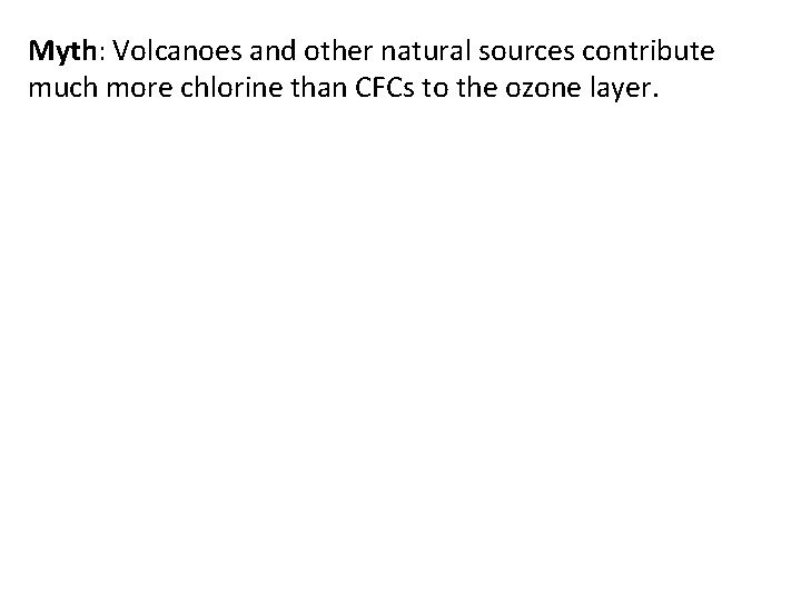 Myth: Volcanoes and other natural sources contribute much more chlorine than CFCs to the