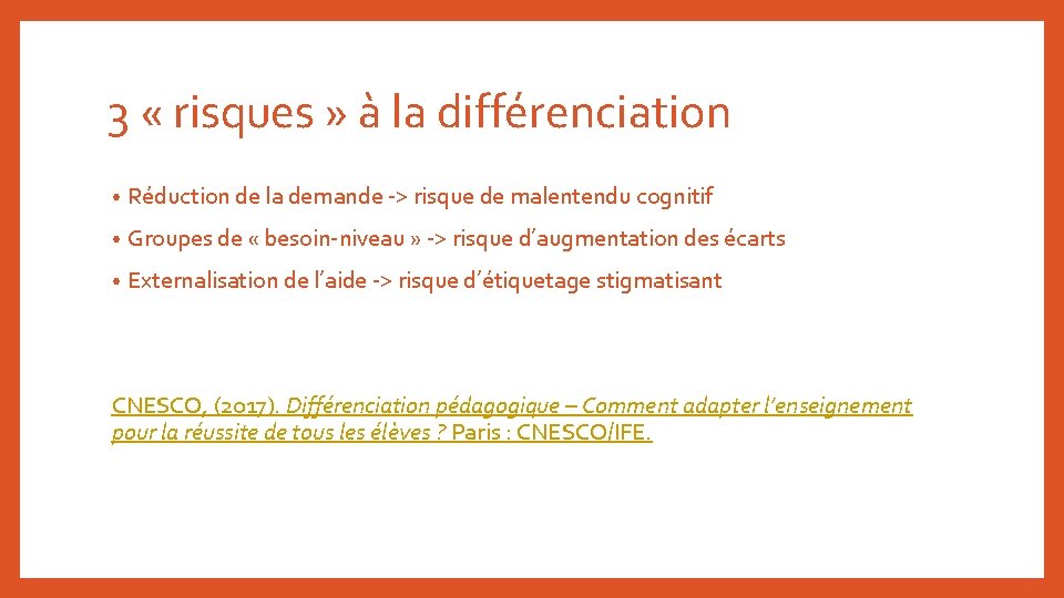 3 « risques » à la différenciation • Réduction de la demande -> risque 3 « risques » à la différenciation • Réduction de la demande -> risque