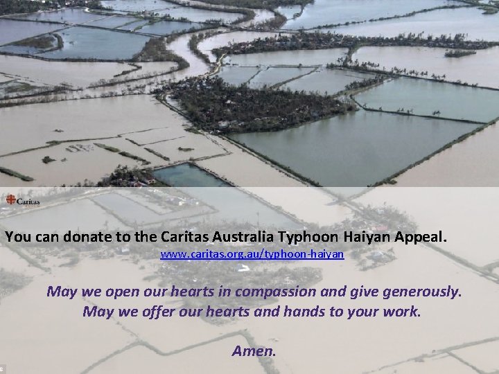 • REUTERS You can donate to the Caritas Australia Typhoon Haiyan Appeal. www. • REUTERS You can donate to the Caritas Australia Typhoon Haiyan Appeal. www.