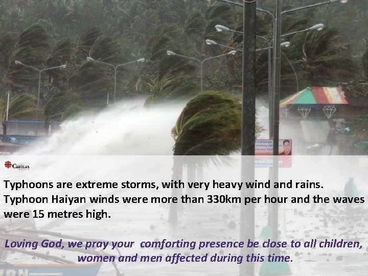 Typhoons are extreme storms, with very heavy wind and rains. Typhoon Haiyan winds were Typhoons are extreme storms, with very heavy wind and rains. Typhoon Haiyan winds were