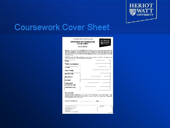 Coursework Cover Sheet 