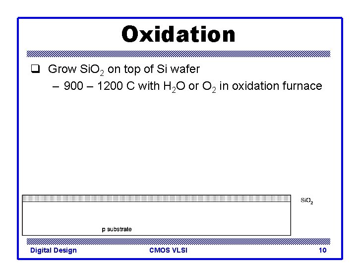 Oxidation q Grow Si. O 2 on top of Si wafer – 900 –