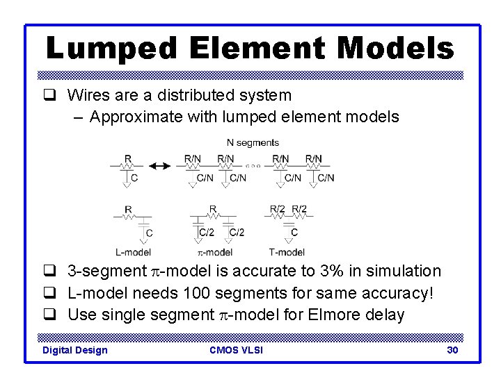 Lumped Element Models q Wires are a distributed system – Approximate with lumped element