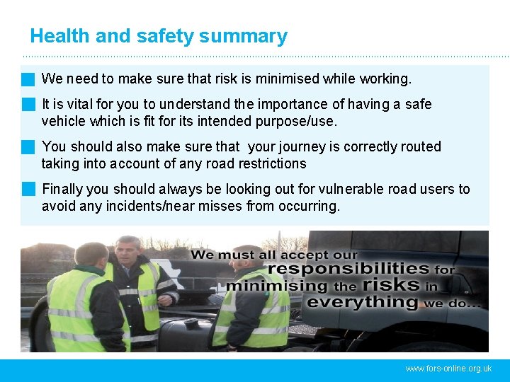 Health and safety summary We need to make sure that risk is minimised while Health and safety summary We need to make sure that risk is minimised while
