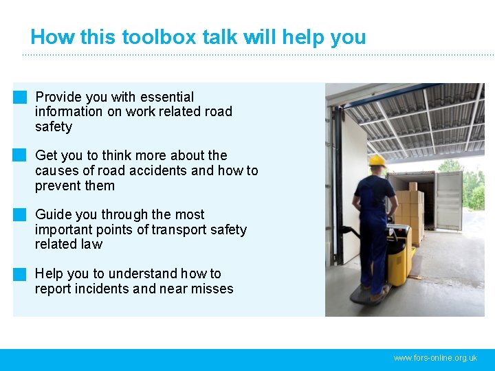 How this toolbox talk will help you Provide you with essential information on work How this toolbox talk will help you Provide you with essential information on work