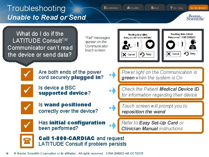 Troubleshooting Unable to Read or Send What do I do if the LATITUDE Consult.