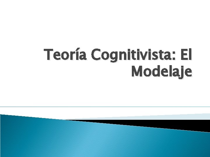 Teoría Cognitivista: El Modelaje 