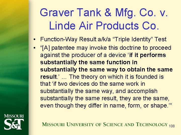 Graver Tank & Mfg. Co. v. Linde Air Products Co. • Function-Way Result a/k/a