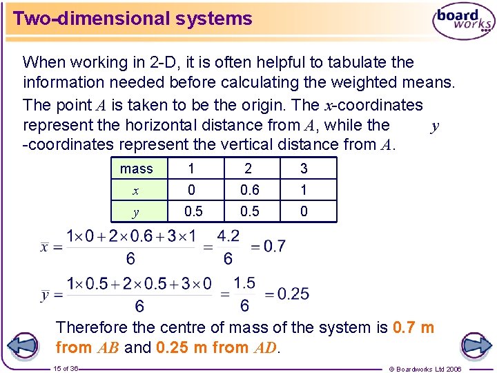 Two-dimensional systems When working in 2 -D, it is often helpful to tabulate the
