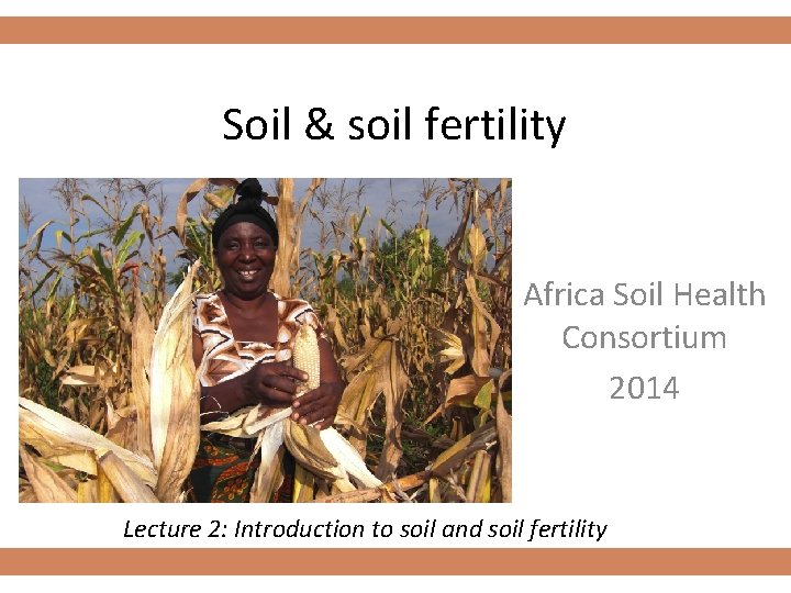 Soil & soil fertility Africa Soil Health Consortium 2014 Lecture 2: Introduction to soil